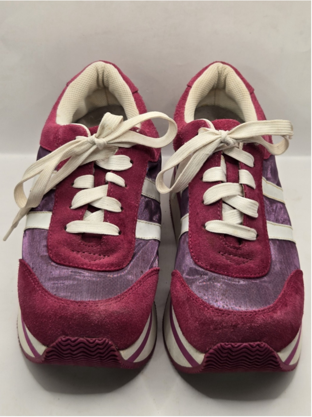 Lower East Side Y2K Platform Sneakers Womens 8.5 Pink Purple Metallic Stripe